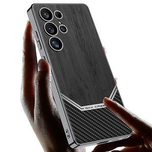 Electroplated Leather Shockproof Phone Case For Galaxy S25 S24 S23 Ultra