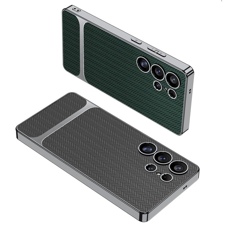 Electroplated Leather Shockproof Phone Case For Galaxy S25 S24 S23 Ultra Plus