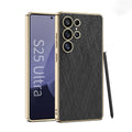 Electroplated Leather Shockproof Phone Case For Galaxy S25 S24 Ultra
