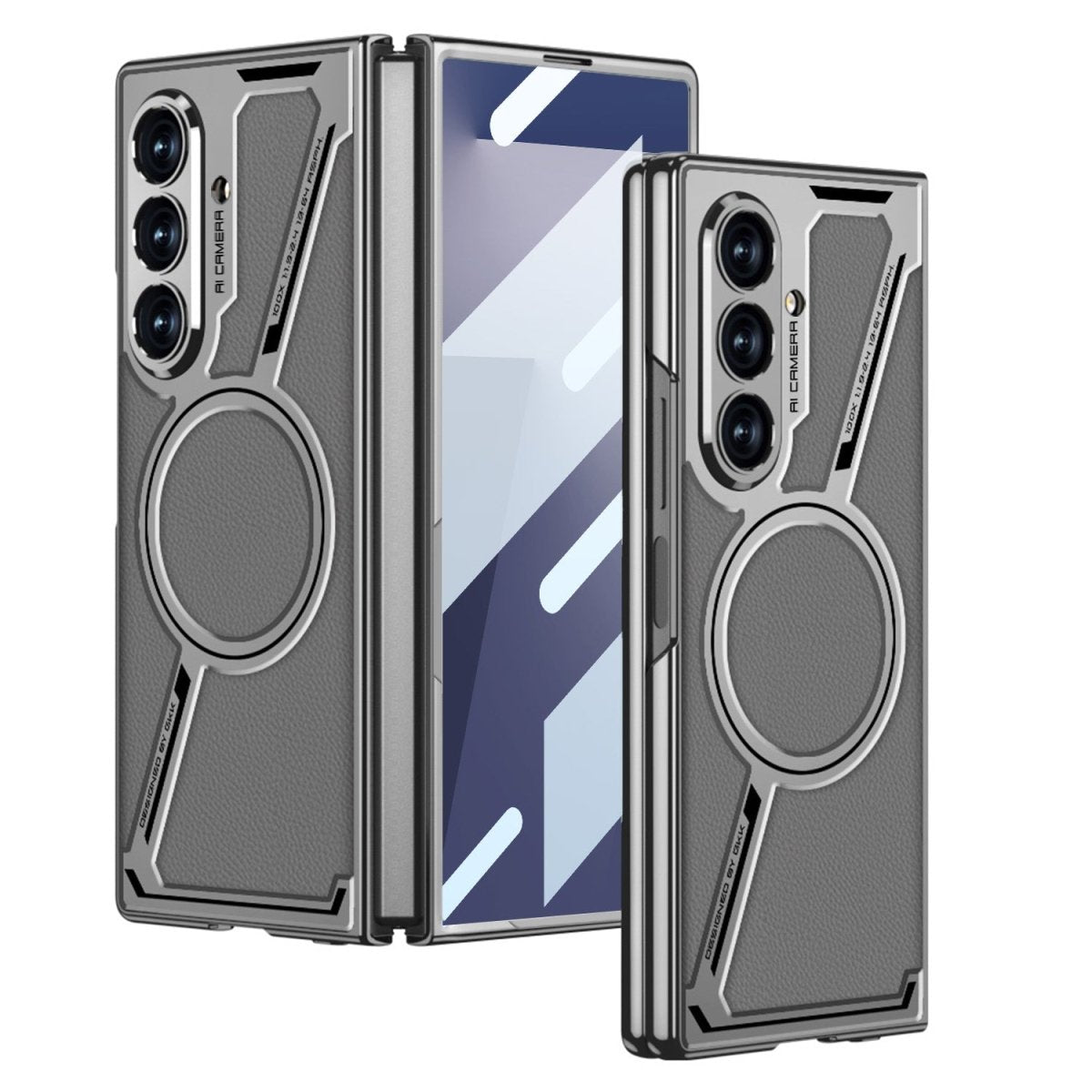 Electroplating Leather Shockproof Phone Case With Screen Protector For Galaxy Z Fold 7/6