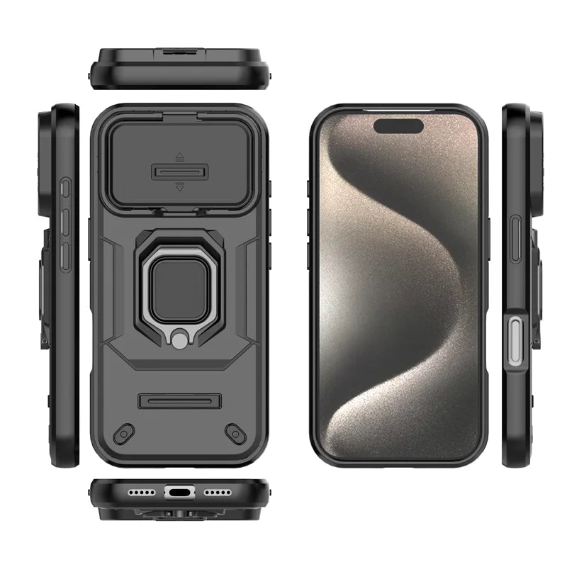 Fashion Armor Funda Slide Camera Protect Ring Holder Phone Case For iPhone17 Series