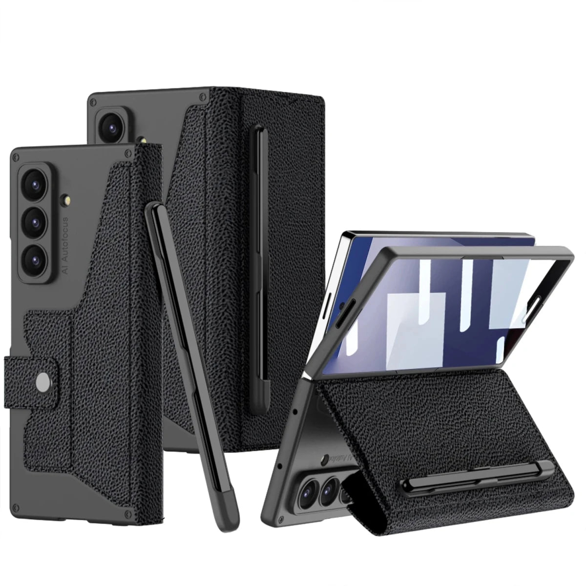 For Samsung Z Fold 7 6 Case S Leather Flip Cover S Pen Slot Anti - Slip Shockproof PU Mobile Phone Case