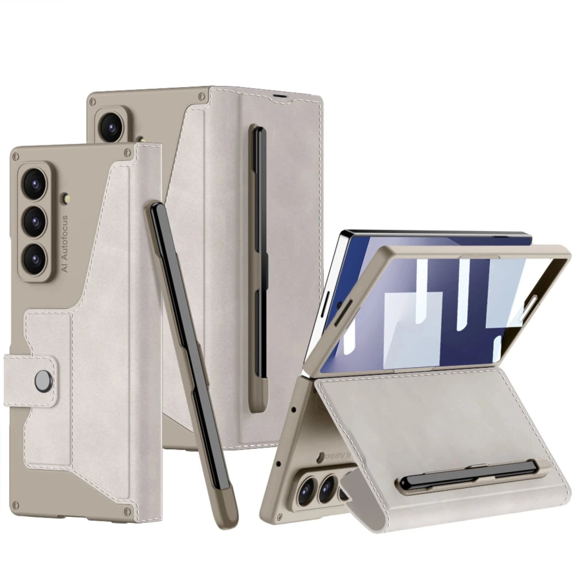 For Samsung Z Fold 7 6 Case S Leather Flip Cover S Pen Slot Anti - Slip Shockproof PU Mobile Phone Case