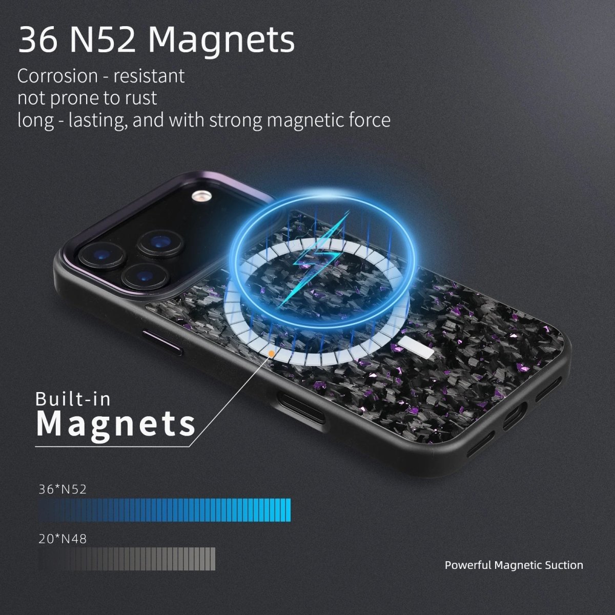 Forged Carbon Fiber Magsafe Metal Camera Lens and Buttons Magnetic Phone Case for iPhone 17 Series