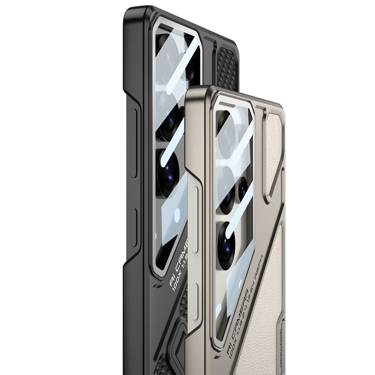 Full Lens Protection Leather Phone Case With Holder For Galaxy S26 S25 S24 S23 Ultra