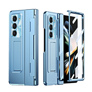Golden Armor Hinge Magnetic Bracket Protective Phone Case With Front Protection Film For Galaxy Z Fold 7/6/5/4/3