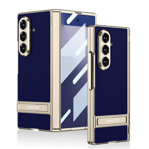 Golden Electroplated Leather Shockproof Phone Cover For Galaxy Z Fold7