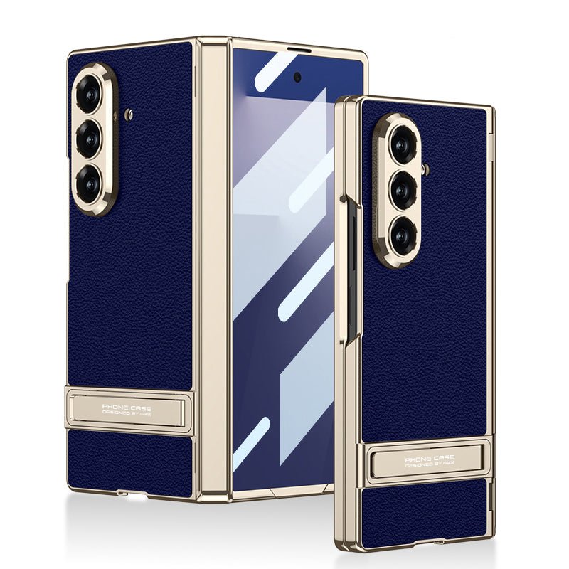 Golden Electroplated Leather Shockproof Phone Cover For Galaxy Z Fold7