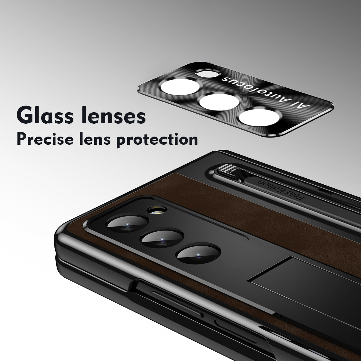 Jazz Retro Style Anyi - fall Protective Leather Phone Case For Galaxy Fold 7/6/5/4 With Front Protection Film And Stylus