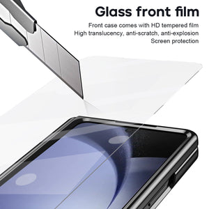 Jazz Retro Style Anyi - fall Protective Leather Phone Case For Galaxy Fold 7/6/5/4 With Front Protection Film And Stylus