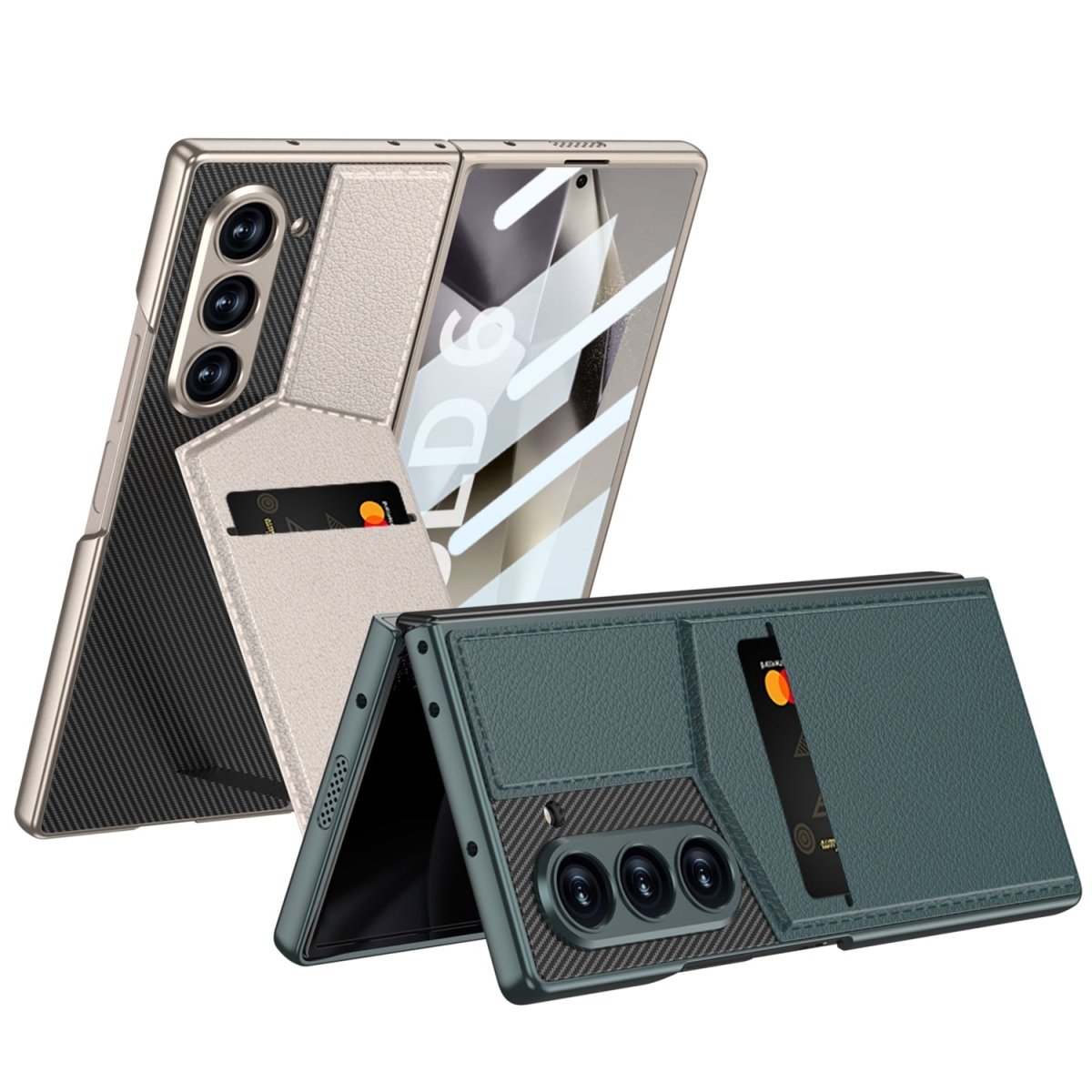 Leather Card Holder Shockproof Phone Case With Screen Protector For Galaxy Z Fold 6/7