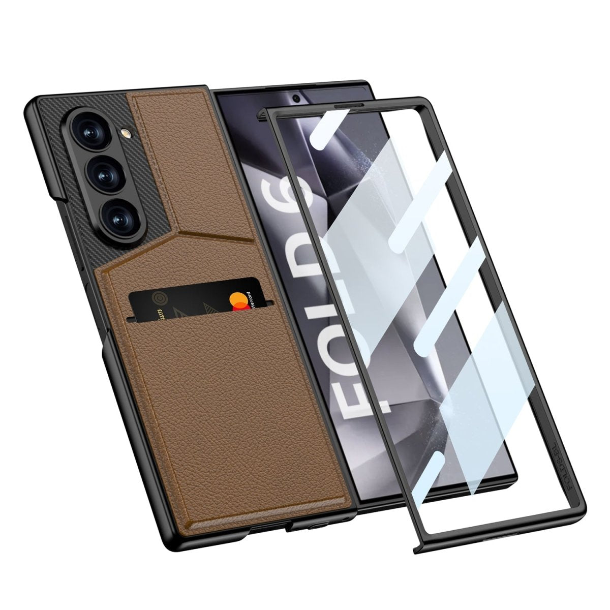 Leather Card Holder Shockproof Phone Case With Screen Protector For Galaxy Z Fold 6/7