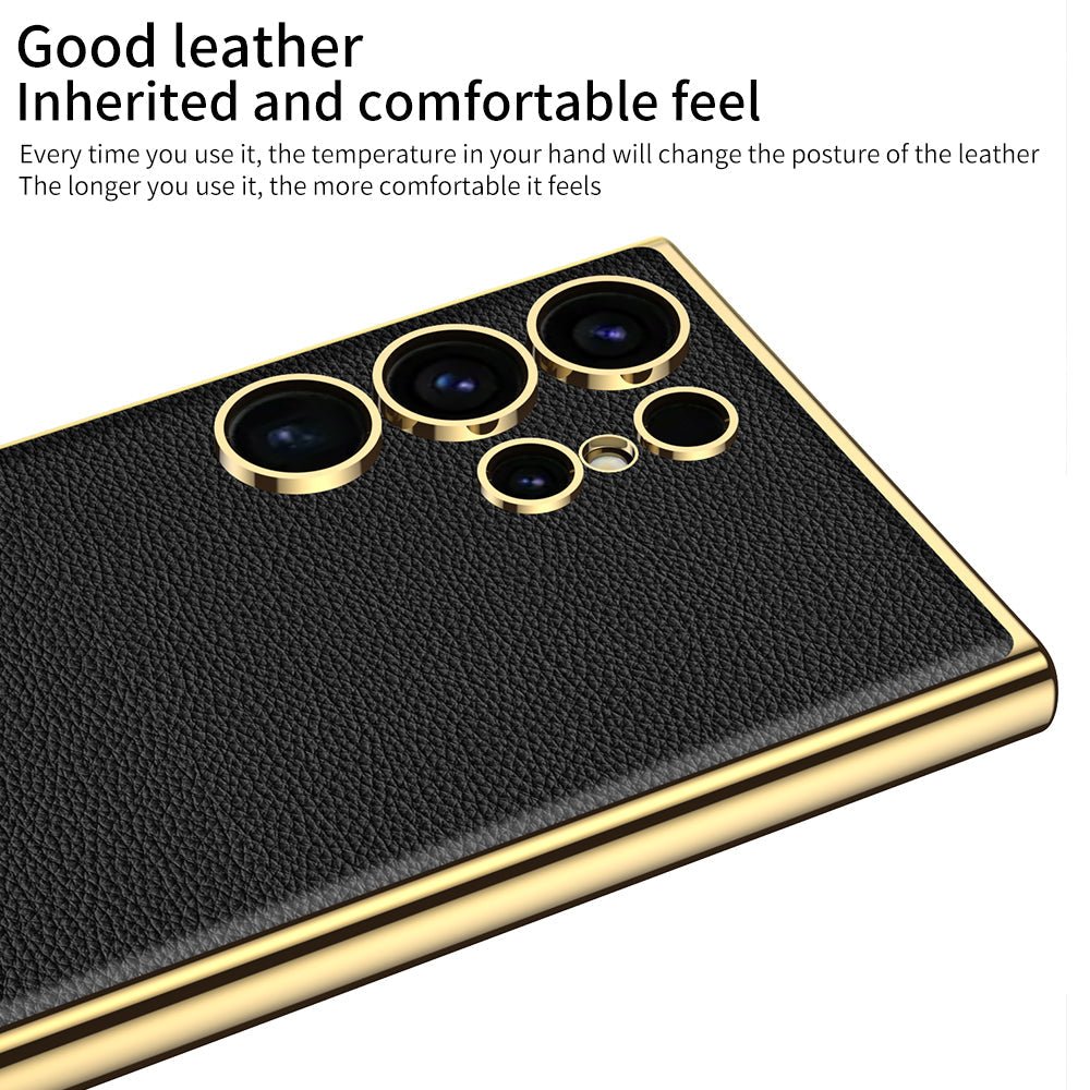 Leather Electroplated Protective Phone Case For Galaxy S25 S24 S23 Ultra Plus