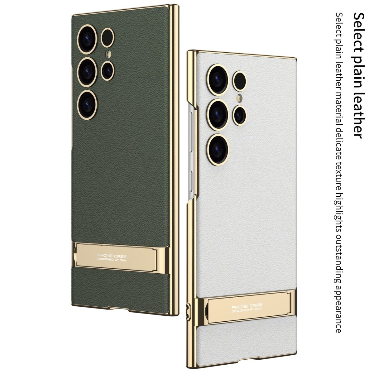 Leather Electroplated Protective Phone Case With Invisible Holder For Galaxy S26 S25 S24 S23 Ultra Plus