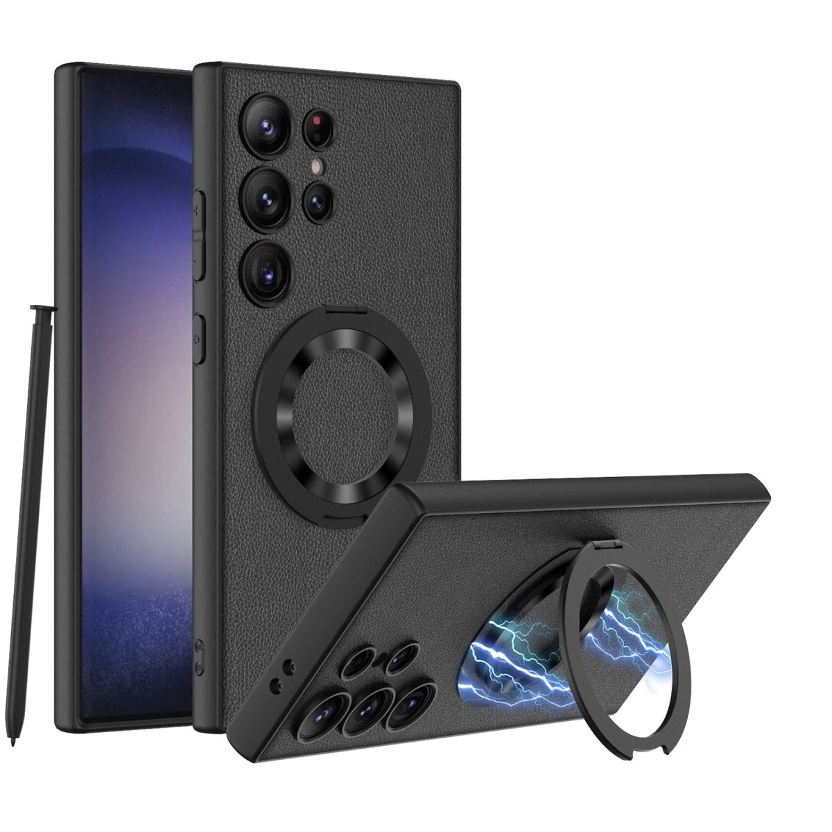 Leather Magnetic Bracket Protective Phone Case For Galaxy S25 S24 S23 Ultra Plus