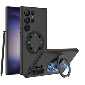 Leather Magnetic Bracket Protective Phone Case For Galaxy S25 S24 S23 Ultra Plus