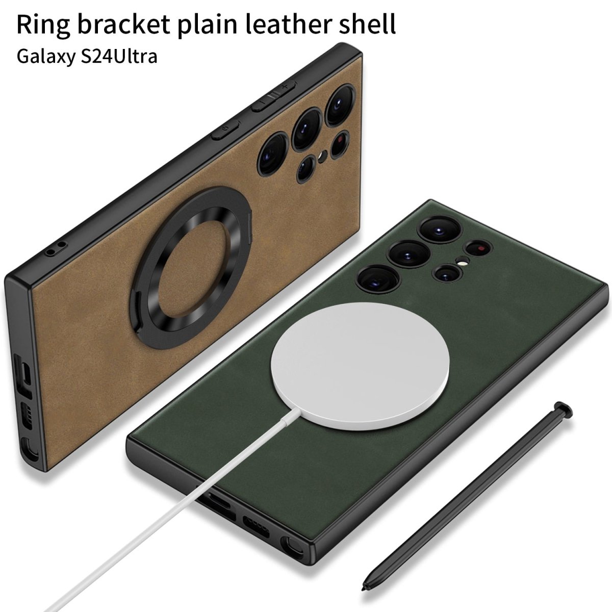 Leather Magnetic Bracket Protective Phone Case For Galaxy S25 S24 S23 Ultra Plus