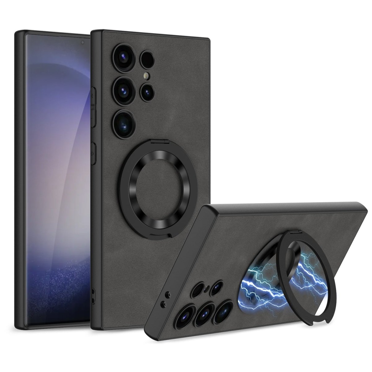 Leather Magnetic Bracket Protective Phone Case For Galaxy S25 S24 S23 Ultra Plus