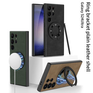 Leather Magnetic Bracket Protective Phone Case For Galaxy S25 S24 S23 Ultra Plus