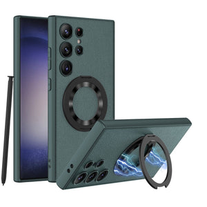 Leather Magnetic Bracket Protective Phone Case For Galaxy S25 S24 S23 Ultra Plus