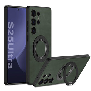 Leather Magnetic Bracket Protective Phone Case For Galaxy S25 S24 S23 Ultra Plus