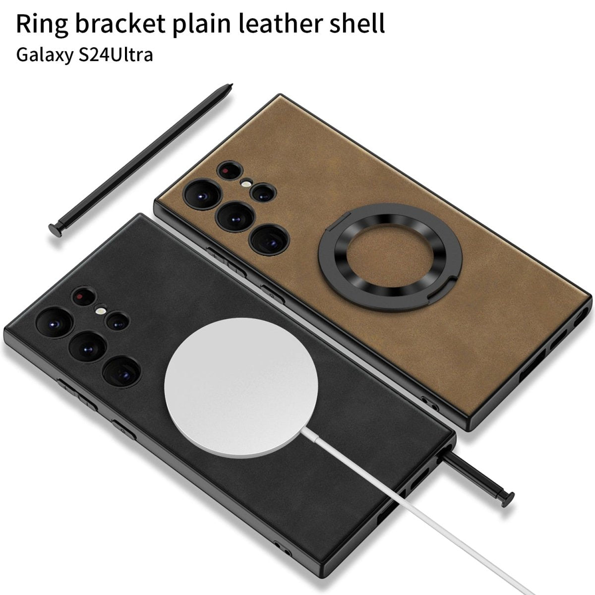 Leather Magnetic Bracket Protective Phone Case For Galaxy S25 S24 S23 Ultra Plus