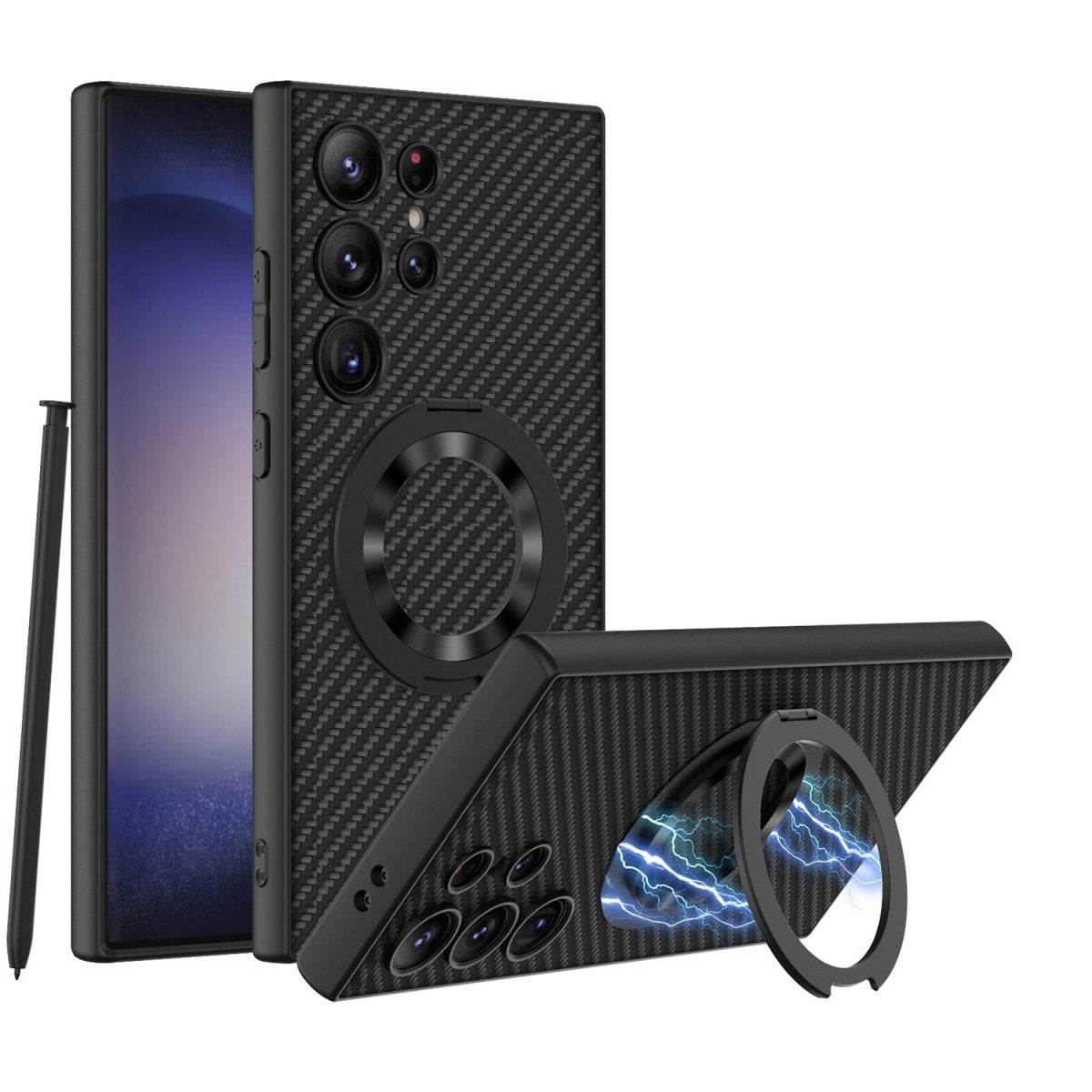 Leather Magnetic Bracket Protective Phone Case For Galaxy S25 S24 S23 Ultra Plus