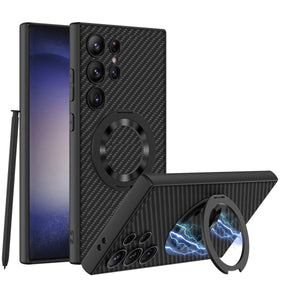 Leather Magnetic Bracket Protective Phone Case For Galaxy S25 S24 S23 Ultra Plus