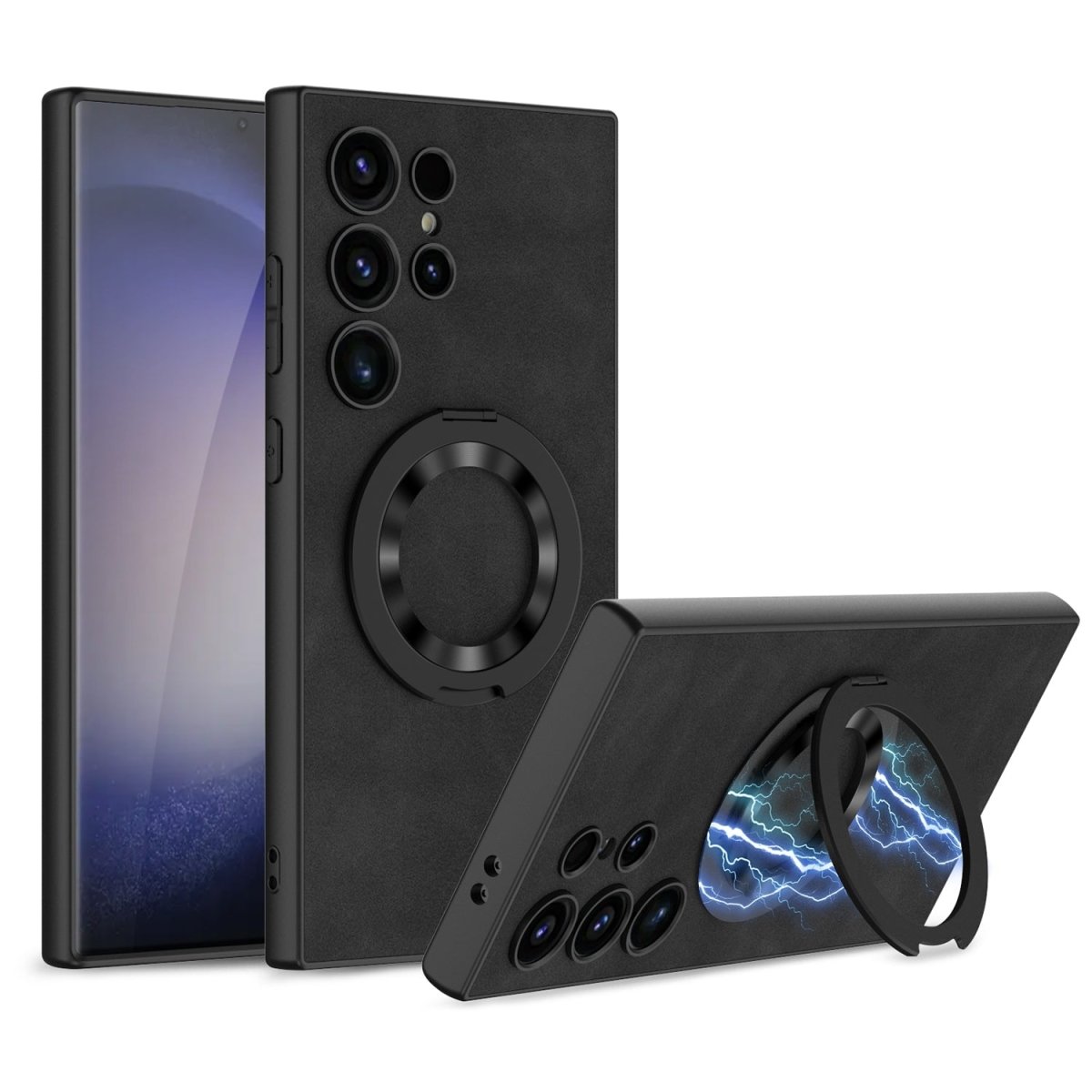 Leather Magnetic Bracket Protective Phone Case For Galaxy S25 S24 S23 Ultra Plus