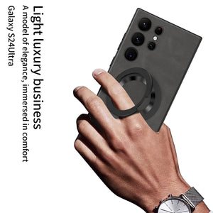 Leather Magnetic Bracket Protective Phone Case For Galaxy S25 S24 S23 Ultra Plus