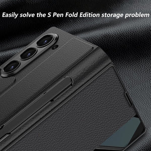 Luxurious Leather Cover Shockproof Phone Case With Screen Protector & Pen Slot For Galaxy Z Fold 6/7