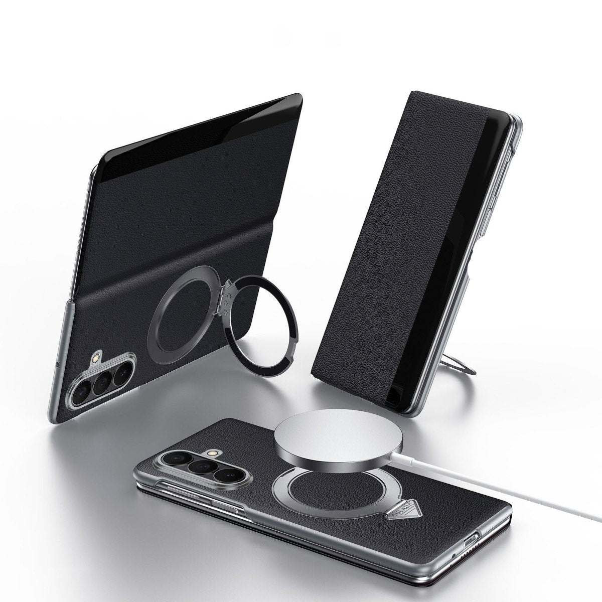 Luxurious Leather Cover With Magnetic Bracket & Card Holder For Galaxy Z Fold 7