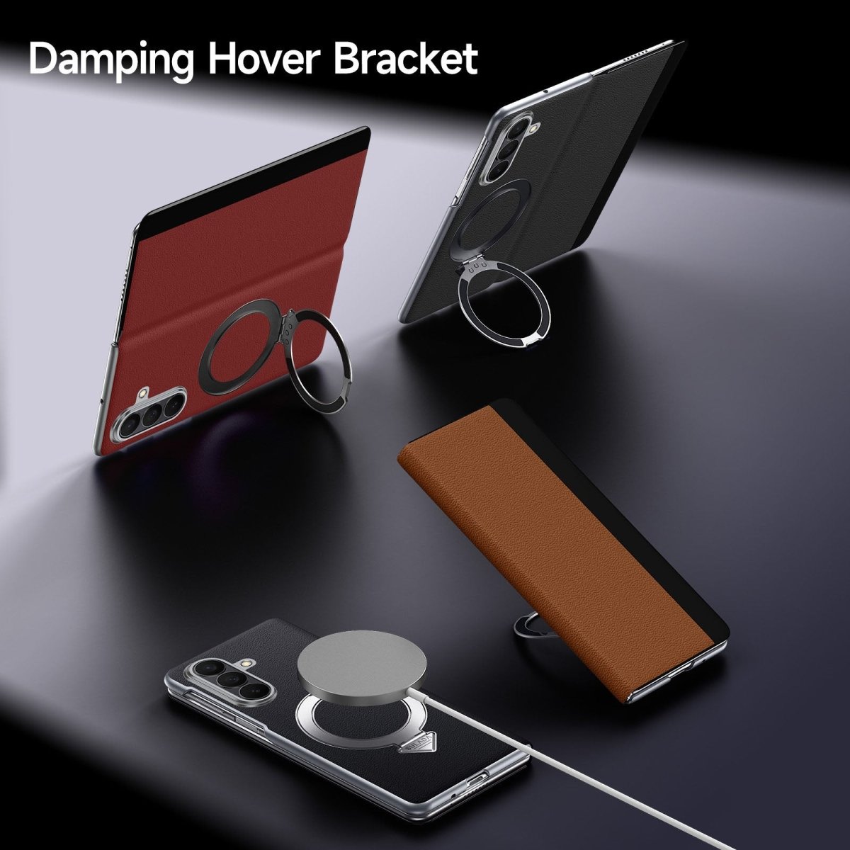 Luxurious Leather Cover With Magnetic Bracket & Card Holder For Galaxy Z Fold 7