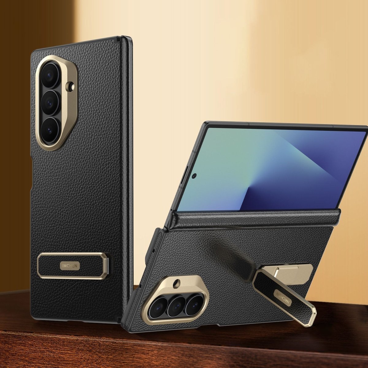 Luxurious Leather Phone Case With Bracket For Galaxy Z Fold 7/6/5