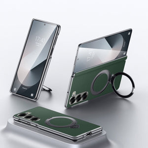 Luxurious Leather Phone Case With Magnetic Bracket For Galaxy Z Fold 7/6/5