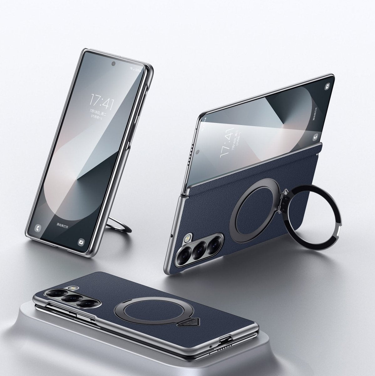 Luxurious Leather Phone Case With Magnetic Bracket For Galaxy Z Fold 7/6/5