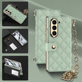Luxurious Leather Phone Cover With Metal Chain For Galaxy Z Fold 7/6