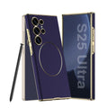 Luxurious Leather Shockproof Phone Case Support Wireless Charge For Galaxy S25 S24 S23 Ultra
