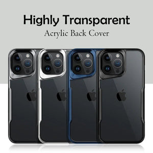 Luxury Acrylic Transparent Electroplated Soft Frame Case For iPhone 16 15 14 Series