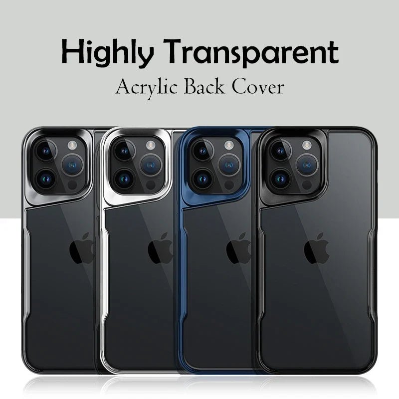 Luxury Acrylic Transparent Electroplated Soft Frame Case For iPhone 16 15 14 Series