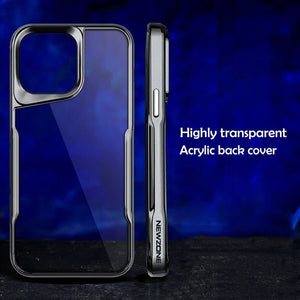 Luxury Acrylic Transparent Electroplated Soft Frame Case For iPhone 16 15 14 Series