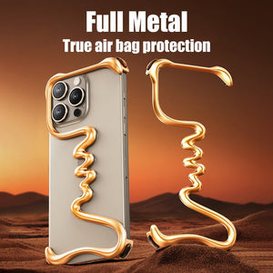 Luxury Art Frameless Aluminum Alloy Metal Phone Case For iPhone 16 15 14 Series