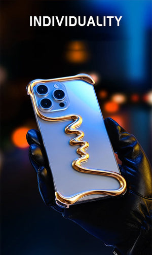 Luxury Art Frameless Aluminum Alloy Metal Phone Case For iPhone 16 15 14 Series