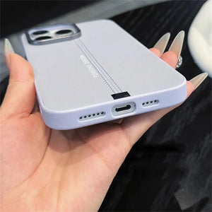 Luxury Business Leather Magsafe Magnetic Metal Button Phone Case For iPhone 16 15 14 13 Series