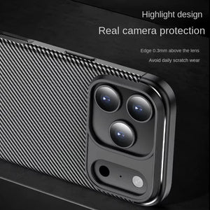 Luxury Carbon Fiber Pattern Fashionable Anti - Fall Sensation Protective Cover For iphone 17 16 Series
