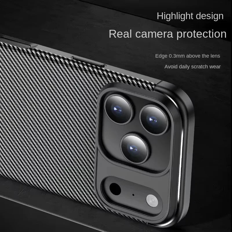 Luxury Carbon Fiber Pattern Fashionable Anti - Fall Sensation Protective Cover For iphone 17 16 Series