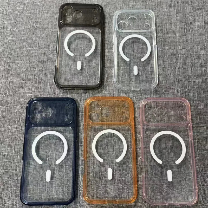 Luxury Clear Shockproof Magsafe Magnetic Wireless Charging Hard Back Cover Case For iPhone 17 Series