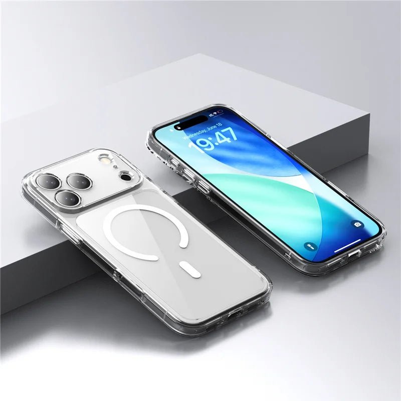 Luxury Clear Shockproof Magsafe Magnetic Wireless Charging Hard Back Cover Case For iPhone 17 Series