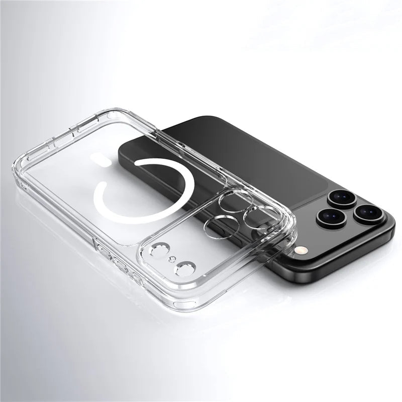 Luxury Clear Shockproof Magsafe Magnetic Wireless Charging Hard Back Cover Case For iPhone 17 Series