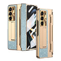 Luxury Crystal Gold Electroplated Shockproof Phone Case With Screen Protector For Galaxy Z Fold 7/6/5/4/3
